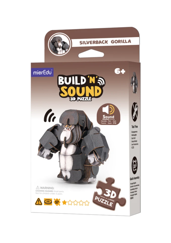 mierEdu BUILD 'N' SOUND 3D PUZZLE - Silverback Gorilla - Image 1 of 1