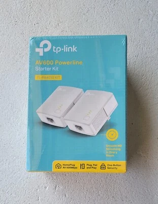 TP-Link TL-PA4010 KIT AV600 600Mbps Powerline Ethernet Adapter Starter Kit New.  - Image 1 of 4
