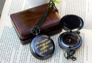 Brújula antigua personalizada grabada regalo personalizado para él, regalo de San Valentín, amor - Imagen 1 de 5