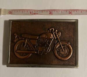 Vintage Belt Buckle Motorcycle / Bike Biker / Brass Inlay