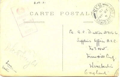 GB "ARMY POST OFFICE S.13" CDS 1918 and red boxed censorship mark "PASSED BY - Image 1 of 2
