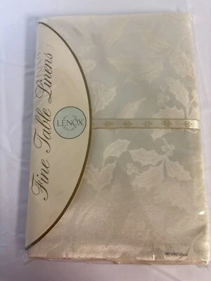 Mantel de lino fino Lenox patrón "Holly Jacquard" nuevo 60 X 84 pulgadas ovalado Foto 1 de 4