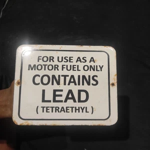 Porcelain Contains Lead Enamel Metal Sign Size 8" x 6" Inches - Picture 1 of 2