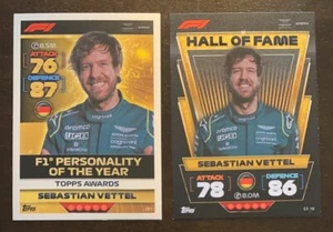 2022 F1 Topps Turbo Attax Sebastian Vettel Hall Of Fame EX18 & 281 - Picture 1 of 6