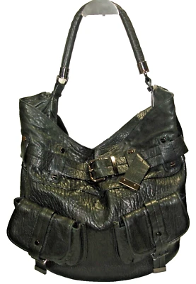 Kenneth Cole Gorgeous Black Ultra Soft Leather Belted Hobo Shoulder Bag Nr MINT! - Image 1 of 4