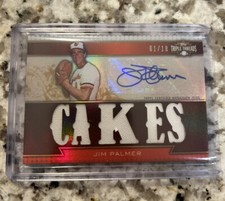 2011 TOPPS TRIPLE THREADS JIM PALMER HOF 3 TIME CY YOUNG Patch AUTO /18 ORIOLES