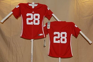 WISCONSIN BADGERS Adidas #28 FOOTBALL JERSEY Youth Girls XL  (size 16) NWT red - Picture 1 of 1