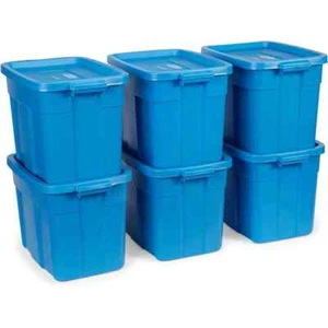 Rubbermaid Roughneck Tote 18 Gallon Storage Container, Heritage Blue (6 Pack) - Picture 1 of 2