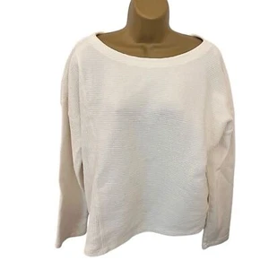 Maeve Anthropologie Stripe Texture Boatneck Long Sleeve Sweater Cream - Picture 1 of 7