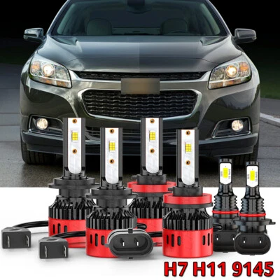 6000K For Malibu 2013 2014 2015 LED Headlights Hi/Lo Beam + Fog Light Bulbs Kit - Image 1 of 4