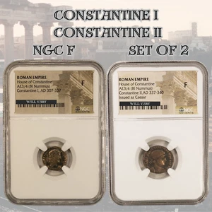 Set di 2: NGC F romano AE3/4 di Costantino I (il Grande) & Costantino II - Foto 1 di 5