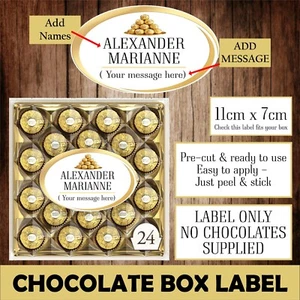Adesivo/etichetta pretagliata Ferrero Rocher Box personalizzato - qualsiasi testo - SENZA CIOCCOLATO - Foto 1 di 2