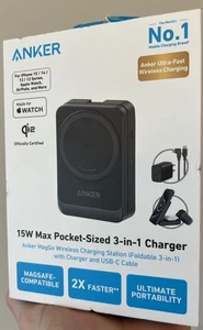 Station de charge sans fil Anker 15W Pocked MagGo (pliable 3 en 1) - Noir Neuf avec boîte - Photo 1 sur 7