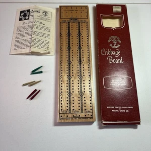 Vintage Pleasantime Wood Cribbage Board #706 Three Track Tri-Crib Game - Picture 1 of 5