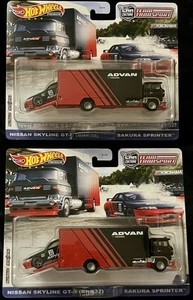 2x 2020 Hot Wheels Team Transport #27 Nissan Skyline GTR BNR32 Advan Sakura Lot - Picture 1 of 4