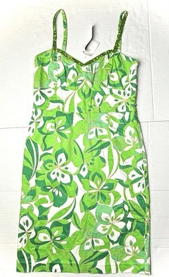 Vestido vintage Spenser Jeremy para mujer 8 verde floral sin mangas años 90 algodón Y2K Foto 1 de 4