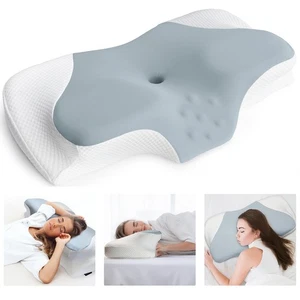 Memory Foam Ergonomic Pillow for Neck Pain Relief, Head and Neck Orthopedic S... - Picture 1 of 9