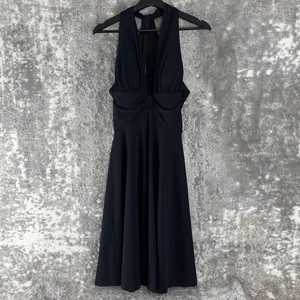 White House Black Market Gr. 4 Retro Neckholder Fit Flare Kleid schwarz ärmellos - Bild 1 von 9