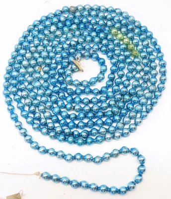 Guirnalda de cuentas de vidrio soplado mercurio Navidad de colección azul 1/4 de diámetro 102" (8,5 pies) D4382 Foto 1 de 4