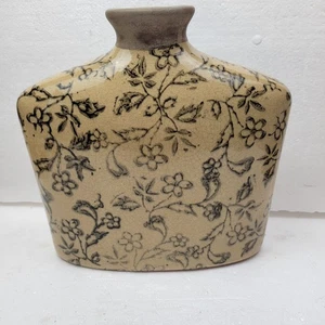  Vintage Keramik Flasche Vase persisch türkisch Blumen und Ranken Crackle Finish - Bild 1 von 7