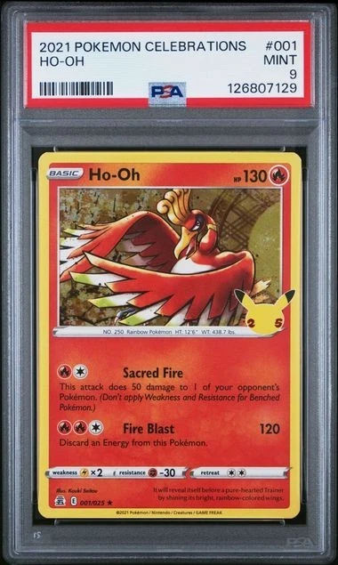 PSA 9 Mint HO-OH 001/025 POKEMON CELEBRATIONS 2021 TCG - Image 1 of 2