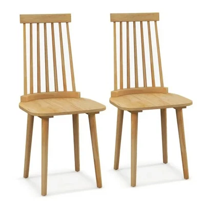 Windsor Dining Chairs Set of 2 with Natural Rubber Wood Legs and Non-slip Foot P - Image 1 of 4