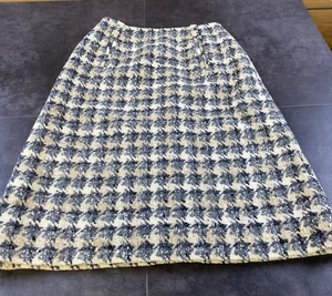 Vintage Pendleton Damen großer Hahnentritt Wolle grau & hellbraun Midi gefütterter Rock Größe 8 - Bild 1 von 5