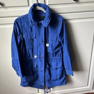 J.Crew Blue Fatigue jacket military hooded Chore size XS - Picture 1 of 10