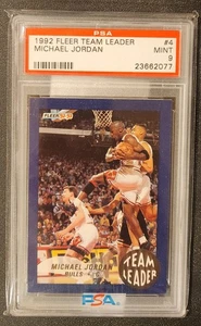 1992-93 Fleer Team Leader Michael Jordan #4 PSA 9 Mint Authenticated Bulls 🐐  - Picture 1 of 2