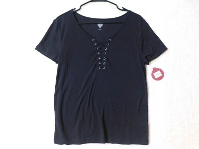 Camisa de manga corta SO mediana con cordones escote mineral negra de Kohl's nueva con etiquetas Foto 1 de 4