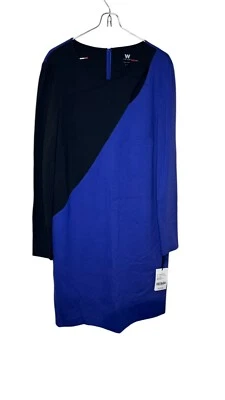 W By Worth Women Dress Block Cutout Shift Knit Colorblock Purple Rootbeer 12 NWT - Image 1 of 4