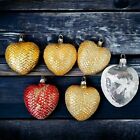 West Germany Christmas Ornaments Blown Glass Pinecone Heart Vintage Love Holiday