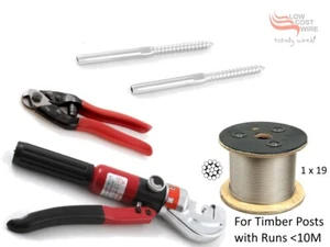99 Terminal Lag Screw Balustrade kits & 305M 1x19 G316 Stainless Steel Wire - Picture 1 of 12