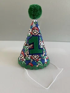 Luigi First Birthday Hat, Mario Party Decorations “New Handmade” - Picture 1 of 1