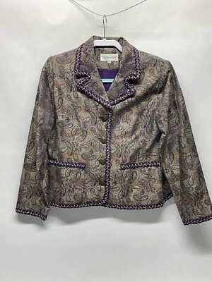 Chaqueta Blazer De Colección Bloomingdales Paisley Crochet Botón Talla 8 Pequeña EE. UU. Defecto* Foto 1 de 4
