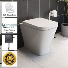 Back To Wall BTW Toilet Pan Soft Close Seat Concealed Cistern Dual Flush Button