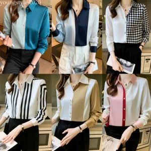 Camicia donna coreana elegante OL abbottonata abbigliamento da lavoro business casual top blusa - Foto 1 di 67