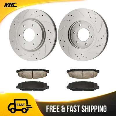Front Drilled Rotor + Brake Pads Kit for INFINITI QX56 2007-2010 Nissan Armada Foto 1 de 4