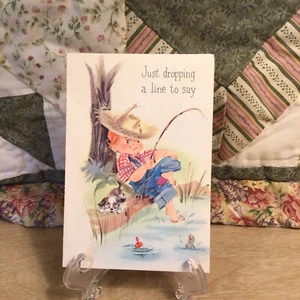 Vintage Hallmark mehrfach faltbare Geburtstagskarte Angeln Junge - Bild 1 von 6