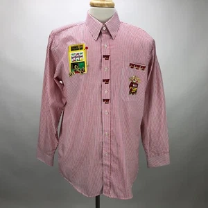 Marshall Rousso M Red Stripes Long Sleeve Button-Up Casual Men's Shirt - Picture 1 of 9