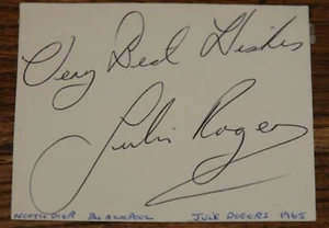 JULIE ROGERS HAND SIGNED 1965 AUTOGRAPH BOOK PAGE UACC DEALER  - Picture 1 of 2