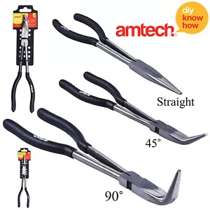 Amtech 27.9cm Extralargo Nariz Alicates Recto 45 O 90 Grados Torcido No Sin Grip - Imagen 1 de 16