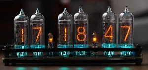 IN-14 6- digits Nixie clock. Carbon fiber case. With installed tubes. - Picture 1 of 9