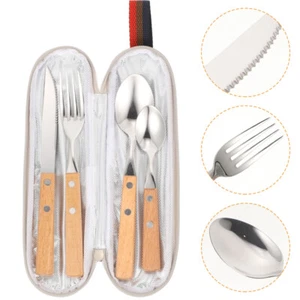 Set Posate e Cucchiaio Acciaio Inox Utensili da Viaggio con Borsa Forchetta Riutilizzabile - Foto 1 di 12