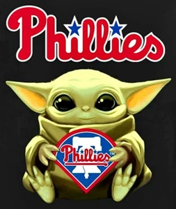(2) Philadelphia Phillies Baby Yoda Waterproof Vinyl 4.5x3.8 Stickers Decals - Picture 1 of 1