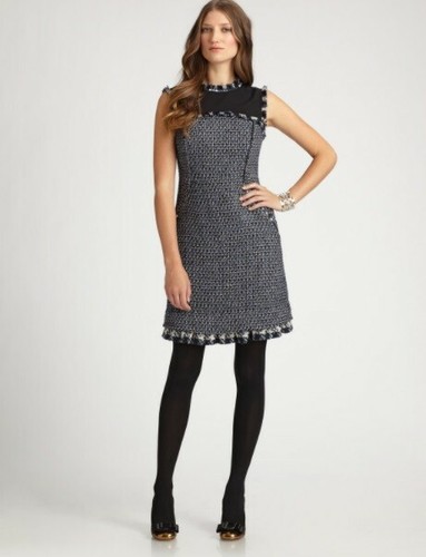 Abito Tory Burch Judy Nero Navy Multi Taglia 4 Nuovo con etichette