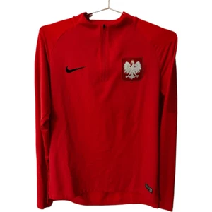 Nike Polen Squad Drill Training 1/4-Reißverschluss Stehkragen Raglanärmel Oberteil rot Medium - Bild 1 von 9