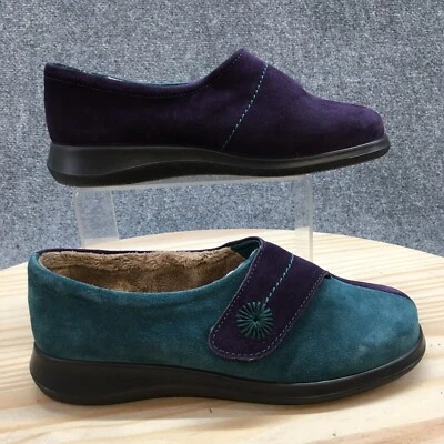 Hotter Shoes Womens 7 Wrap Casual Loafer Flats Slippers Blue Purple Leather - Image 1 of 4