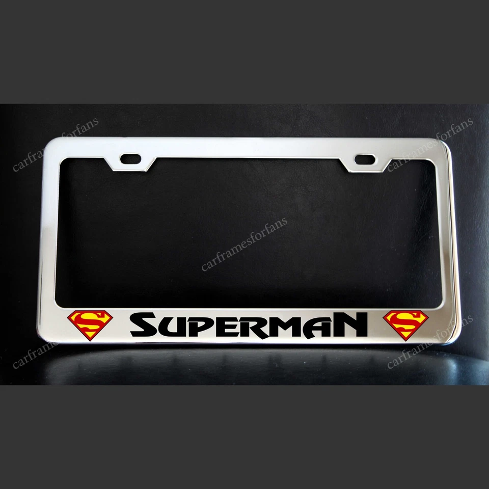 Marco de matrícula SUPERMAN negro rojo amarillo hecho a medida de metal cromado Foto 1 de 1