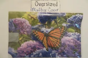 OVERSIZED T2 Magnetic Mailbox Cover Monarch Butterfly & Summer Hydrangeas - Picture 1 of 2
